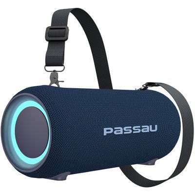 Passau Portable Bluetooth Speakers 40W Peak Loud Stereo Sound, Passive Radiators-Deep Bass, All Day Playtime, Adjustable Strap, BT5.3, IPX5 Wireless Speaker RGB Lights for Indoor Outdoor-Blue