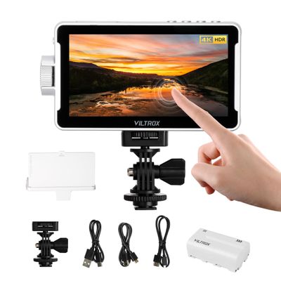 VILTROX DC-V1 Touchscreen Camera Video Monitor, 5.5 Inch 4K HDMI in/Out Video Field Monitor Kit with Sunshade Hood, Support Battery and USB-C, 3D LUT, HDR, 1920X1080DC-550 Lite Upgrade, White