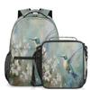 Backpack with Lunch Box Travel Backpack Animal Hummingbird Bookbag & Lunch Bag Insulated Lunchbox Waterproof Daypack Laptop Backpack Freezable Lunch Bag view 1