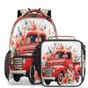 4th of July Car Backpack with Lunch Box Travel Backpack Bookbag & Lunch Bag Insulated Lunchbox Waterproof Daypack Laptop Backpack Freezable Lunch Bag view 1