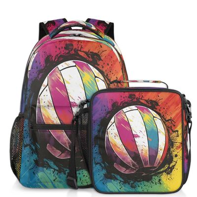 Backpack with Lunch Box Travel Backpack Sports Balls Bookbag & Lunch Bag Insulated Lunchbox Waterproof Daypack Laptop Backpack Freezable Lunch Bag