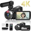 4K Video Camera Camcorder 80MP 30FPS with IR Night Vision,18X Digital Zoom Camera Recorder 3.0 Inch 270 Degree Rotation Screen for YouTube with Remote Controller, 2 Batteries,64GB Card with Microphone view 2
