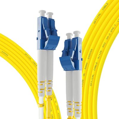 Futureonics Singlemode LC to LC Fiber Optic Patch Cable 15M (Single Pack) 9/125 LC/UPC to LC/UPC Duplex 2.0mm OFNR Fiber Patch Cord - Fiber Jumper Cable for Networking - Yellow - 15 Meter