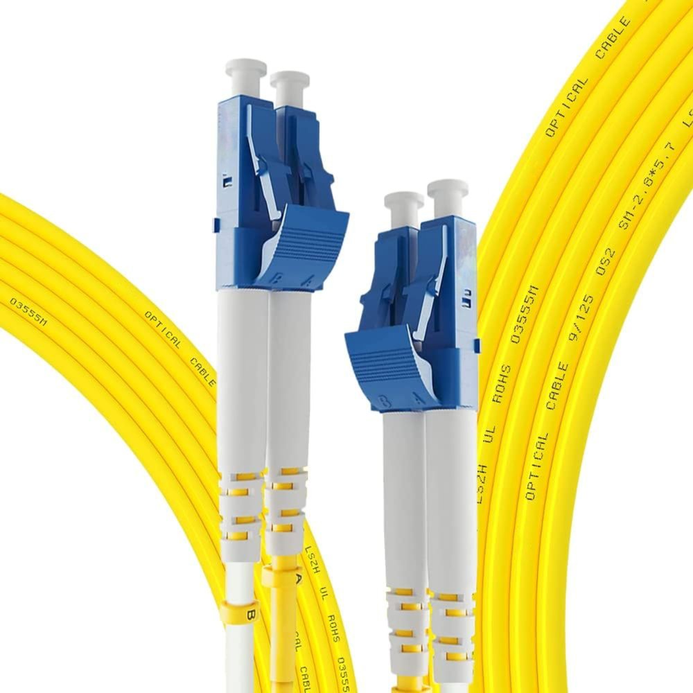 Futureonics Singlemode LC to LC Fiber Optic Patch Cable 15M (Single Pack) 9/125 LC/UPC to LC/UPC Duplex 2.0mm OFNR Fiber Patch Cord - Fiber Jumper Cable for Networking - Yellow - 15 Meter