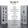 MacBook Pro Docking Station, 14-in-2 Dual USB C Docking Station Dual Monitor for MacBook Pro (Not M1) with Dual 4K HDMI 60Hz, 10Gbps USB A/C,3 USB 3.0,2USB 2.0 RJ45, Audio, SD/TF Slots, 100W PD view 2