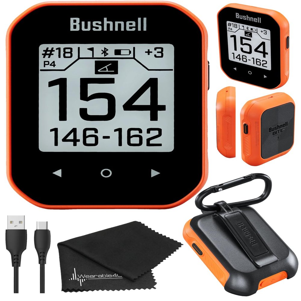 Wearable4U - Bushnell Phantom 3 Slope GPS Golf Orange with Slope Technology, Touchscreen, Magnetic Cart Mount with Towel Bundle