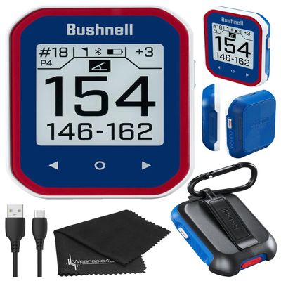 Wearable4U - Bushnell Phantom 3 Slope GPS Golf Green with Slope Technology, Touchscreen, Magnetic Cart Mount with Bundle (Blue & Lens Cloth)