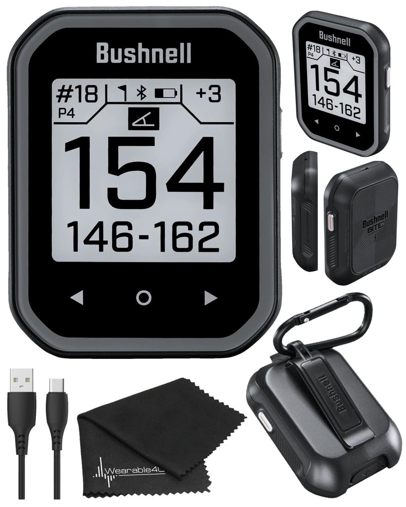 Wearable4U - Bushnell Phantom 3 Slope GPS Golf Green with Slope Technology, Touchscreen, Magnetic Cart Mount with Bundle and Lens Cloth (Black)