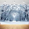 10x6.5ft Winter Forest Backdrop Wonderland Snowflakes Snowy Woodland Photography Background Snow Scene Christmas Party Portrait Decorations Supplies Photo Booth Props view 1