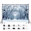 10x6.5ft Winter Forest Backdrop Wonderland Snowflakes Snowy Woodland Photography Background Snow Scene Christmas Party Portrait Decorations Supplies Photo Booth Props view 2