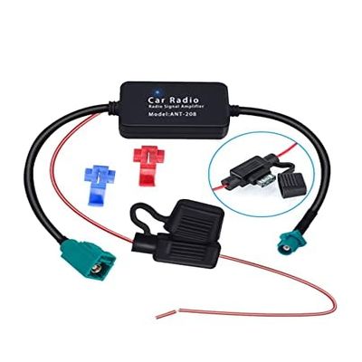 POBADY Car Radio FM/AM Antenna Signal Booster Fakra Z Male to Female Adapter 12V Universal Radio Antenna Amplifier Vehicle Antenna Amplifier for Audio Stereo Digital Car (1PCS)