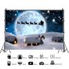 10x8ft Winter Snow Scene Backdrop Snowy Village Christmas Night Moon Santa Photography Background Winter Xmas Party Holiday Family Portraits Decorations Supplies Photo Booth Props view 2
