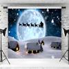 10x8ft Winter Snow Scene Backdrop Snowy Village Christmas Night Moon Santa Photography Background Winter Xmas Party Holiday Family Portraits Decorations Supplies Photo Booth Props view 3