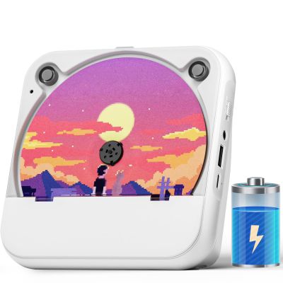 ZYOKATA Portable CD Player for Home,Rechargeable 2000 mAh CD Player with Bluetooth,CD Desktop Player with Built-in HiFi Speakers,Remote Control,LED Screen,Support AUX USB FM Radio Headphone Jack