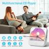 ZYOKATA Portable CD Player for Home,Rechargeable 2000 mAh CD Player with Bluetooth,CD Desktop Player with Built-in HiFi Speakers,Remote Control,LED Screen,Support AUX USB FM Radio Headphone Jack view 2