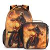 Backpack with Lunch Box Travel Backpack Motorcycle Fire Bookbag & Lunch Bag Insulated Lunchbox Waterproof Laptop Backpack Freezable Lunch Bag Daypack view 1