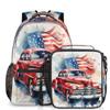 Backpack with Lunch Box Travel Backpack 4th of July Car Bookbag & Lunch Bag Insulated Lunchbox Waterproof Laptop Backpack Freezable Lunch Bag Daypack view 1