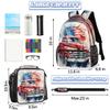 Backpack with Lunch Box Travel Backpack 4th of July Car Bookbag & Lunch Bag Insulated Lunchbox Waterproof Laptop Backpack Freezable Lunch Bag Daypack view 2