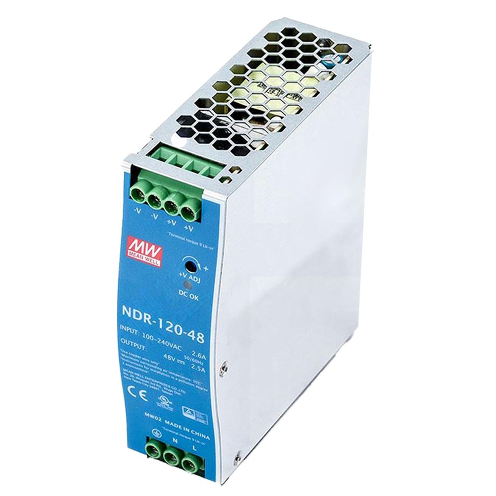 DrapeMania NDR-120-48 DIN Rail Power Supply 48V 2.5A 120W, Slim Single Output, 90-264VAC, UL508, for Industrial Automation, Control Systems