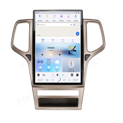 14.4 inch Android Car Stereo for Jeep Grand Cherokee 2011-2013 with wireless charger Qualcomm snapdragon Car GPS Navigation Head Unit, Carplay BT 5.0 WiFi Multimedia display Car radio (champagne gold)