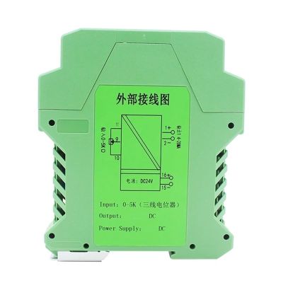 GVMUKNYE Output 4-20mA 0-20K 0-50K 0-1K Potentiometer Signal Transmitter 1 Input 4 Output Potentiometer Displacement Sensor DC24V(Input 0-10K Ohm)