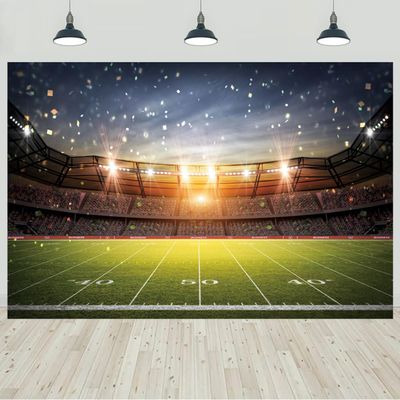 10x8ft Football Field Backdrop Stadium Football Game Spotlight Confetti Audiences Photography Background Sport Game Theme Kids Birthday Party Banner Decorations Photo Studio Props
