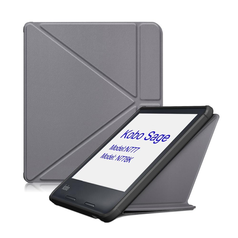 Case for Kobo Sage 8 Inch N777 /N778K eReader, PU Leather Cover with Stand Protective Case Auto Sleep/Wake Smart(Gray)