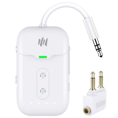 Premium Airplane Bluetooth 5.4 Transmitter Adapter, for 2 AirPods/Headphones,2 in 1 Transmitter Receiver with aptX Low Latency,Wireless Adapter for Flight,TV,Gym,Tablets Car Stereo