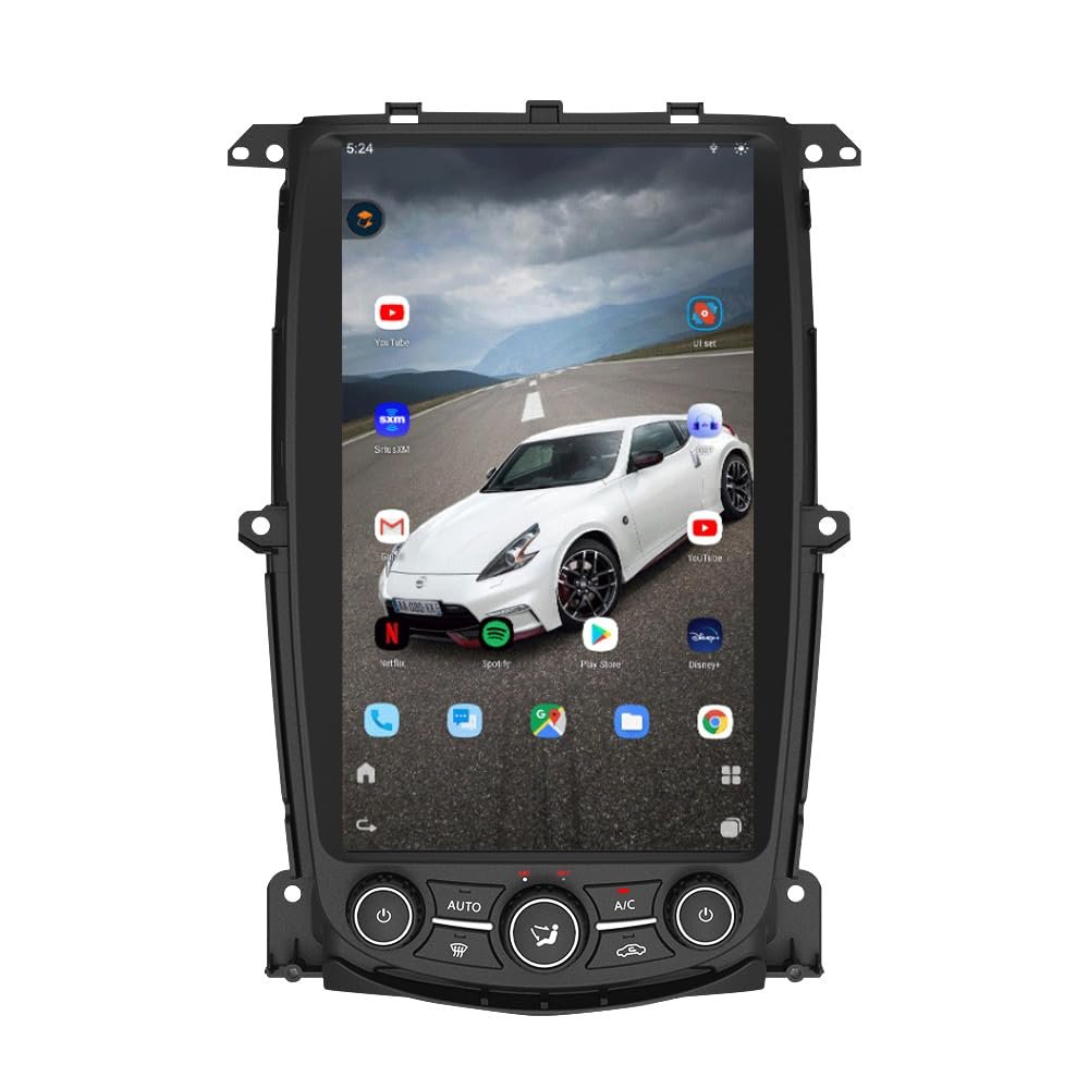 13.6 Inch Vertical Style Android 13 Car Radio Head Unit for Nissan 370Z 2009-2021, 1080P Multimedia Stereo Video Player with Wireless Carplay, GPS Navigation, OEM Functions 8+128 GB (Black)