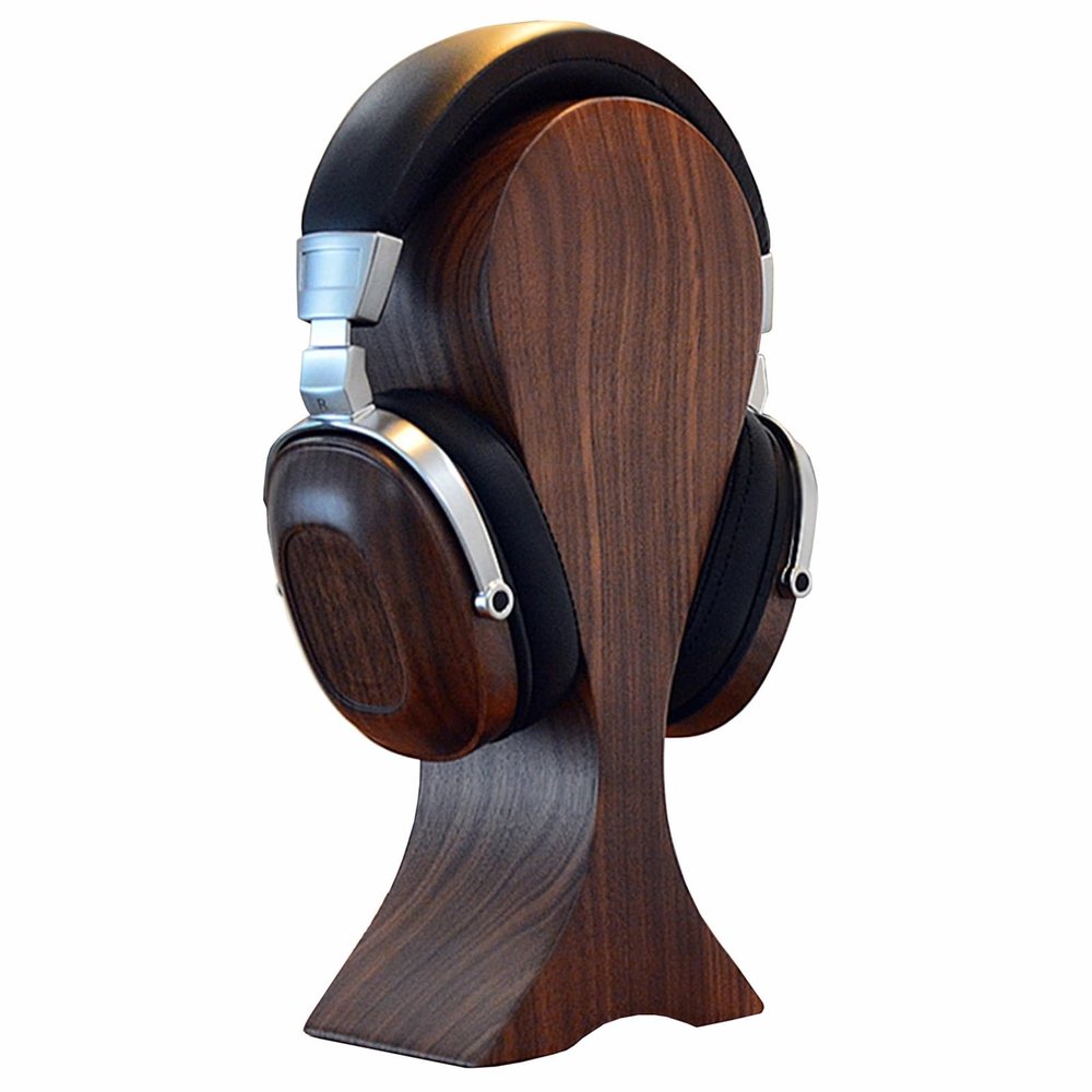 JevLoN Heavy Duty Whole Log Cutting Universal Headphone Stand for Desk, Solid Wood Headset Stand for Desk - Gaming Headphone Stand, Great Stablity, Compatible All Headphone