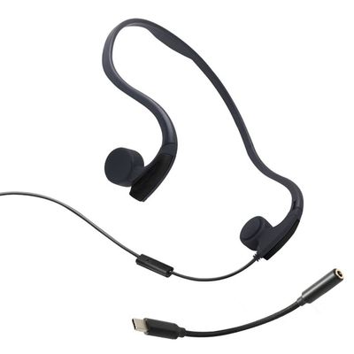 Likty Bone Conduction Headphones,Wired Running Headphones, Open Ear Earphones with Type C Amplifier Adapter Cable, Sweat Resistant for Sports,Black