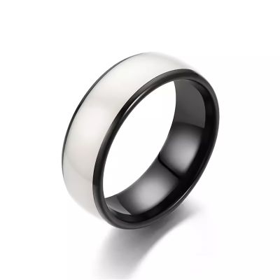 RFID Rewritable T5577 Chip Black or White epoxy Ceramic Smart Finger Ring for Replication 125kHz Access Key Card (White, US#12 71mm)