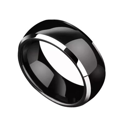 RFID Rewritable T5577 Chip Black or White epoxy Ceramic Smart Finger Ring for Replication 125kHz Access Key Card (Black, US#12 71mm)
