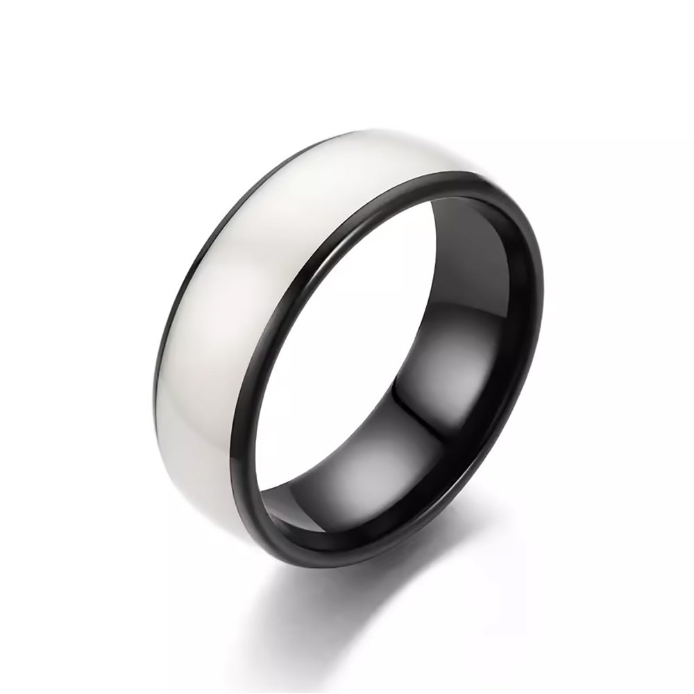 RFID Rewritable T5577 Chip Black or White epoxy Ceramic Smart Finger Ring for Replication 125kHz Access Key Card (White, US#11 68mm)