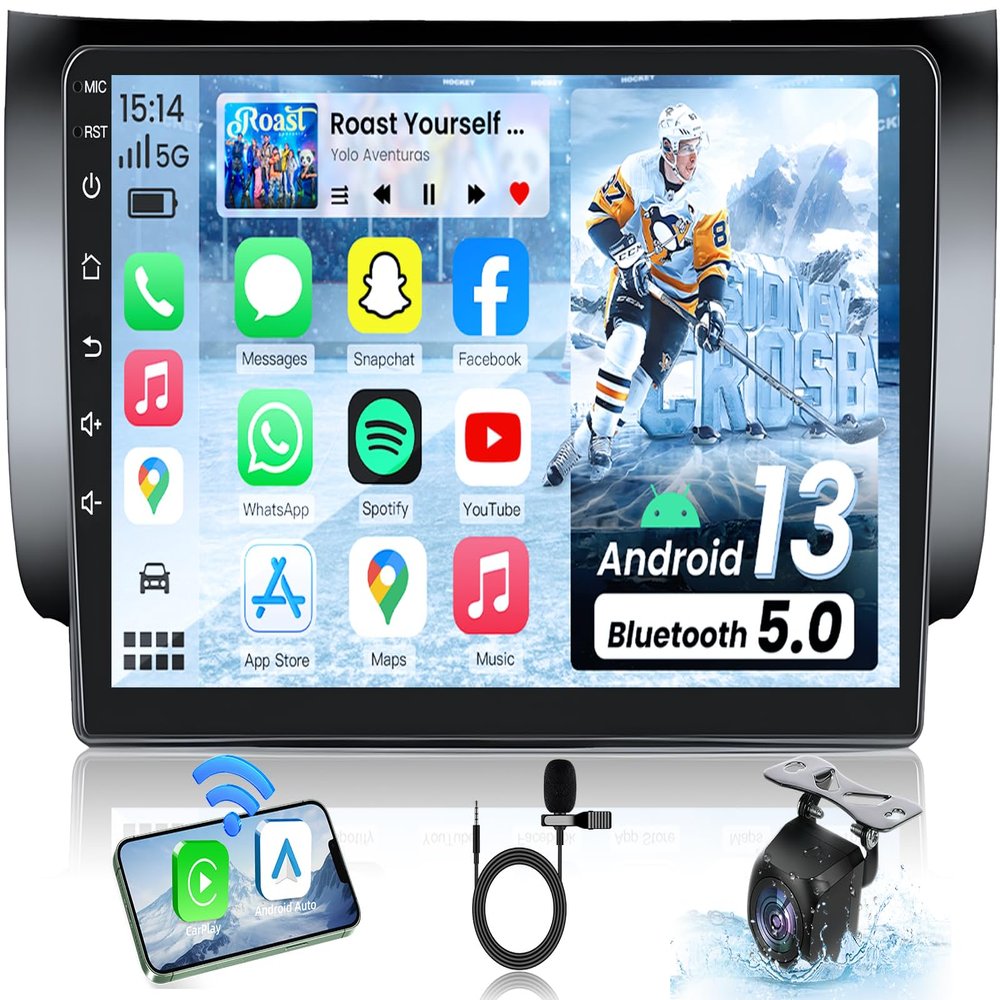 8 Core 4+32G Android 13 Car Radio for Nissan Sentra 2013-2017: 10" 1280x800 HD Touchscreen Car Stereo with Backup Camera Wireless Carplay Android Auto Mirror Link GPS 5G WiFi Bluetooth FM SWC