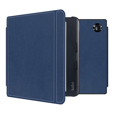 AJUSIBZR Smart Case for Kobo Libra Colour 7 Inch E-book Slim Protective Shell Auto Sleep Wake Cover PU Leather E-reader Case(Dark blue)