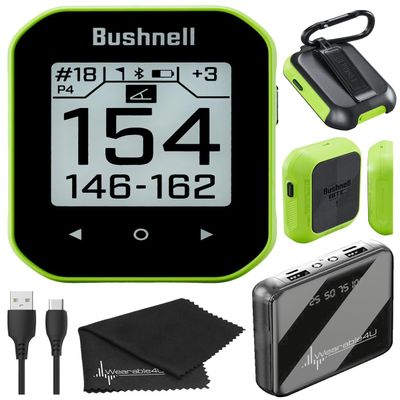 Wearable4U Bushnell Phantom 3 Slope GPS Golf Green with Slope Technology, Touchscreen, Magnetic Cart Mount with Power Bank and Towel Bundle