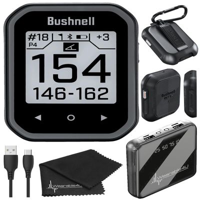 Wearable4U Bushnell Phantom 3 Slope GPS Golf Black with Slope Technology, Touchscreen, Magnetic Cart Mount with Power Bank and Towel Bundle