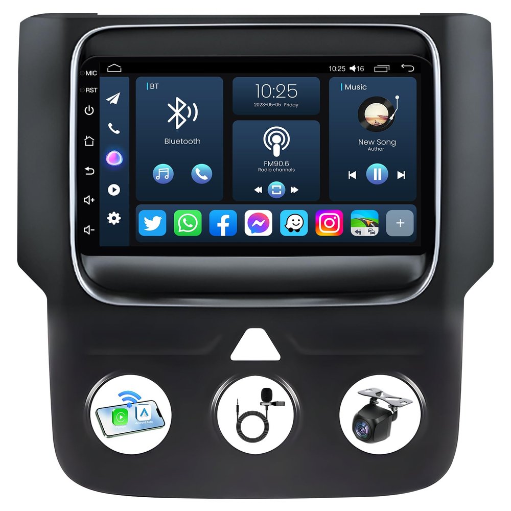 8Core 4+64G Car Radio Stereo Upgrade for Dodge Ram 1500 2500 3500 2013-2018: 7" 1280 * 800 HD Touchscreen, Wireless CarPlay Android Auto GPS Navi 1080P Backup Camera 5G WiFi Bluetooth 5.0 AM/FM SWC