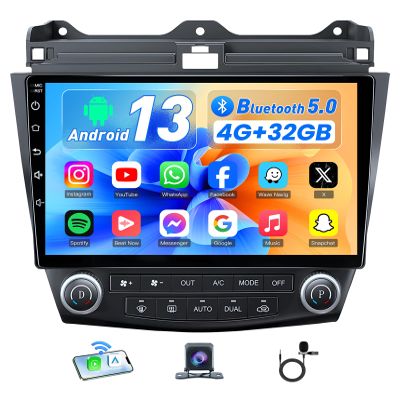 [8core 4+32] Radio Stereo for Honda Accord 7th 2003-2007: Upgrade 10.1 Inch 1280 * 800 Touch Screen Car Head Unit Replacement 5GWIFI Bluetooth 5.0 FM Split-Screen 36EQ GPS