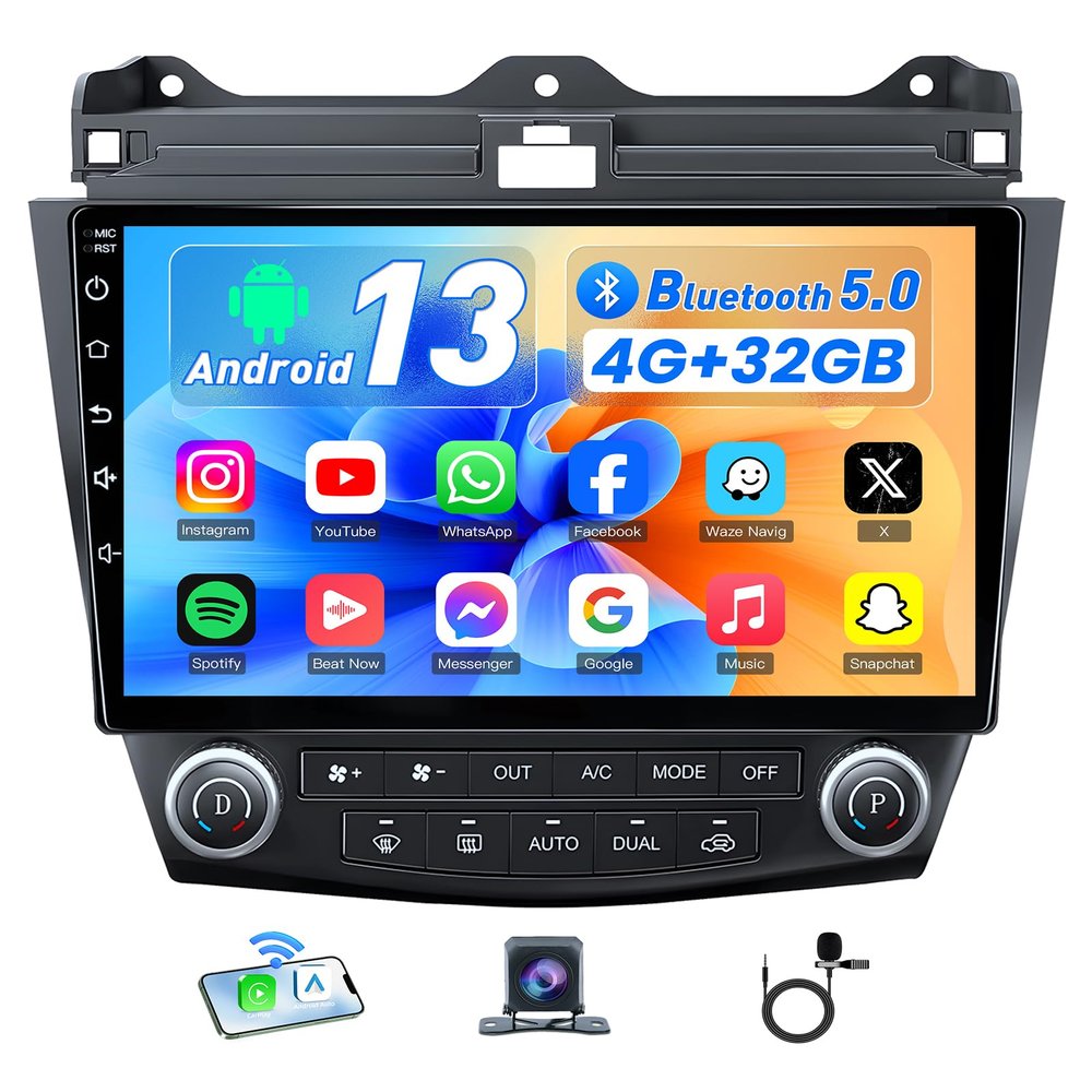 [8core 4+32] Radio Stereo for Honda Accord 7th 2003-2007: Upgrade 10.1 Inch 1280 * 800 Touch Screen Car Head Unit Replacement 5GWIFI Bluetooth 5.0 FM Split-Screen 36EQ GPS