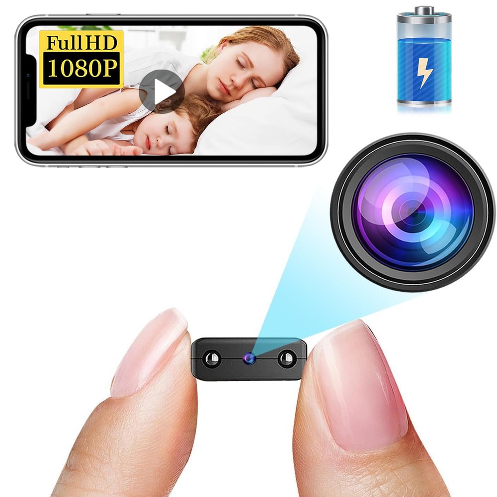 Smallest Wireless WiFi Battery Camera,HD1080P Remote Camera,Portable Video Recording Live Feed,Smart Home Baby Monitor with Night Vision,Motion Detection,Cloud Storage for Security with iOS Android
