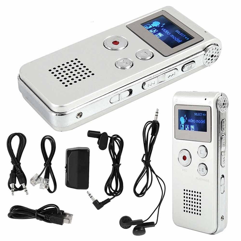 DirectNine Basics 8GB Rechargeable Digital Audio/Sound/Voice Recorder Dictaphone MP3 Player RTfor Lectures, Meetings, Interviews Recording Device Tape Recorder (Silver)