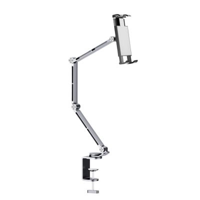 360 Degree Alloy Stand Phone/Tablet Stand, Tablet Holder Mount with Grip Extended Long Arm, Heavy Duty Phone/Tablet Metal Holder for Bed Adjustable Foldable Stand for Desk Aluminum(Black,1pcs)