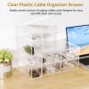 3 Pack 4-tier Clear Plastic Cable Organizer Drawer, Acrylic Sunglasses Organizers, Cable Management Box, Power Cord Storage Boxes with 30 Elastic Cable Ties view 4