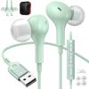 ACANDYA Computer Headphones USB Headset with Microphone for PC Laptop 7.5FT Cord Magnetic in-Ear Earbuds Audio Control Mute Function for Desktop Notebook Headset for Office Live Broadcast Gaming view 1