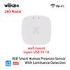 Presence Sensor, WenzhiIoT Smart Motion Sensor WiFi 24 GHz Radar MmWave Presence Sensor Movement Body Motion Detection with Luminance/Distance Tuya Smart Life Home view 2