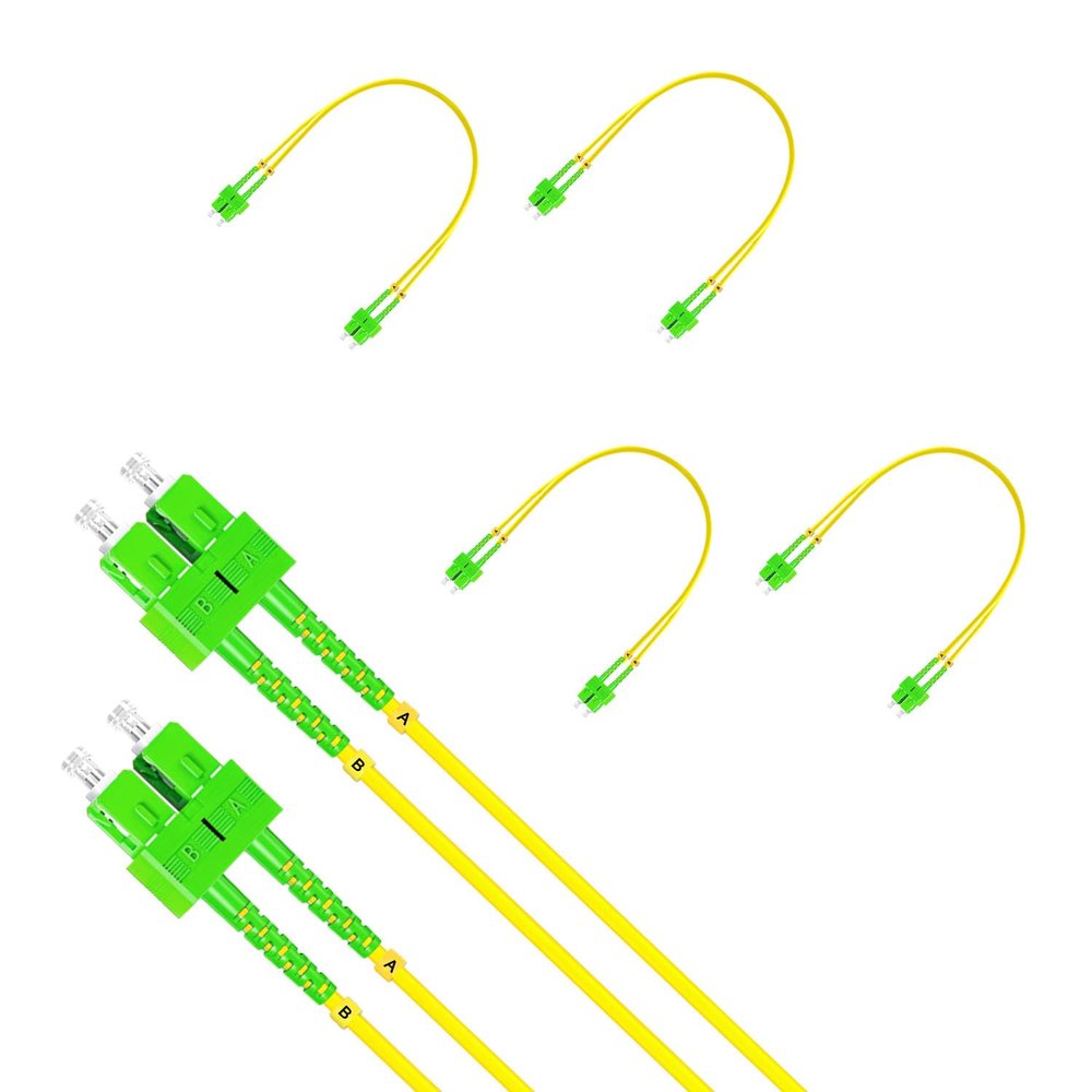 5Pcs 0.3 Meter Fiber Optic Patch Cord SC APC to SC APC, Duplex Single Mode Fiber Cable Jumper OS2 G652D 9/125m, 1310nm/1550nm LSZH 3.0mm