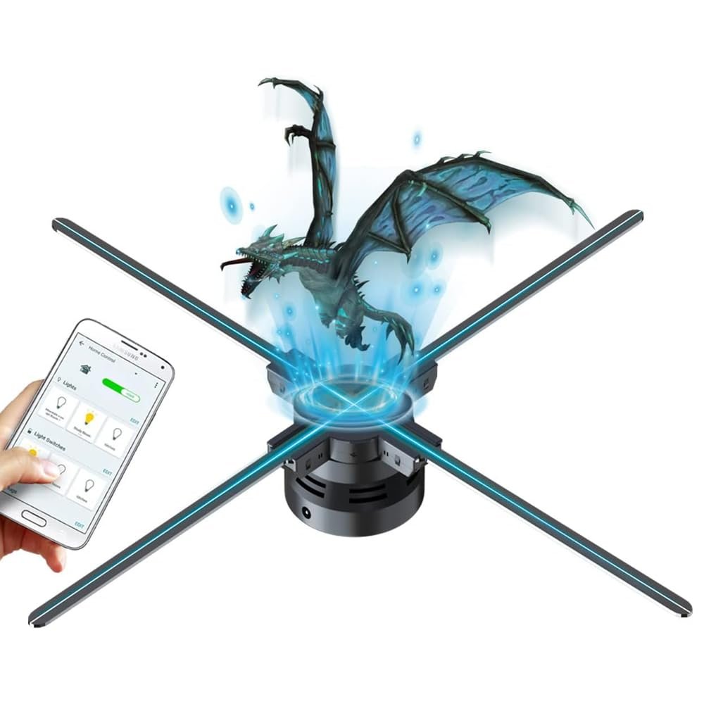 3D Hologram Fan,27.5 Inch Missyou 3D Holographic Projector Advertising Display with Remote and Bluetooth and Splicing,700 Video Library and 832 LED for Business Store Signs,Bar,Casino,Party Halloween