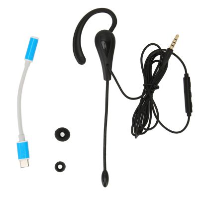 QANYEGN Single Side Ear Headset, Monaural Headset with Microphone, Corded Noise Canceling Lightweight Monaural Earpiece Headset for Call Center Office (Type-C)